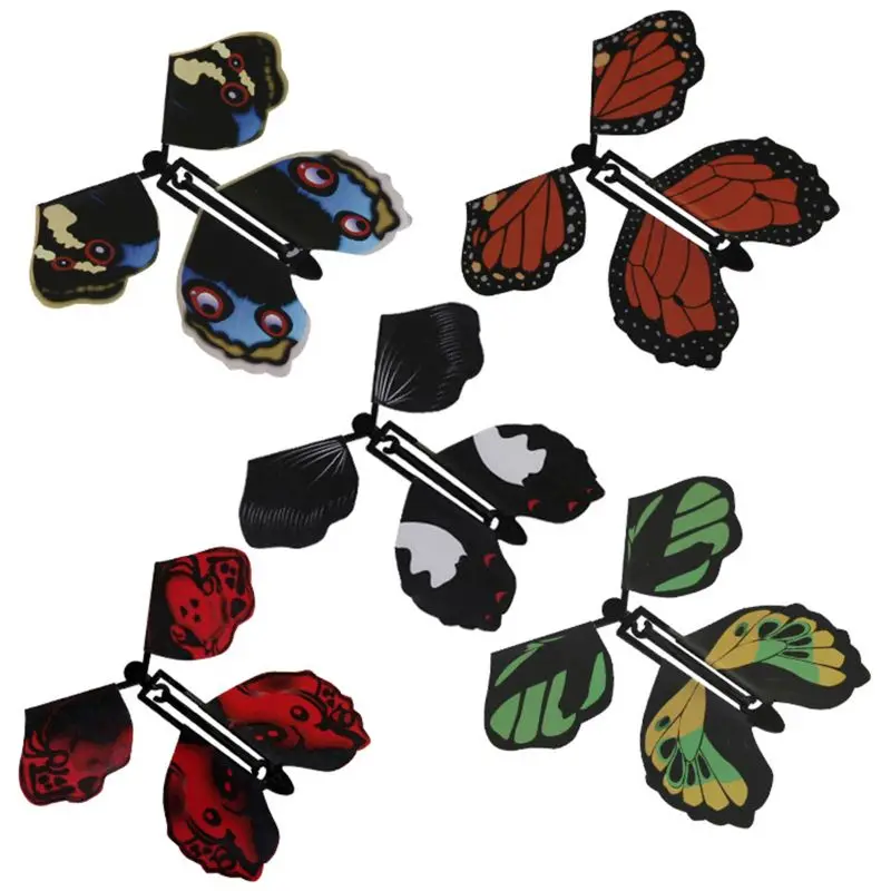 

5pcs Magic Flying in the Book Butterfly Rubber Band Powered Wind Up Butterfly Toy for Kids
