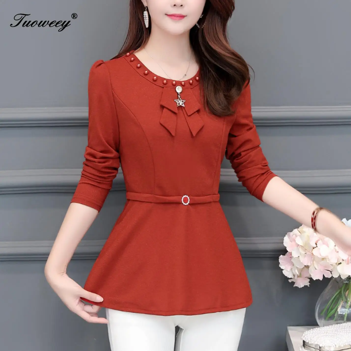 

Рубашка женская однотонная с длинным рукавом, модная повседневная свободная элегантная размера плюс, 5XL, Корейская кофта, 2020