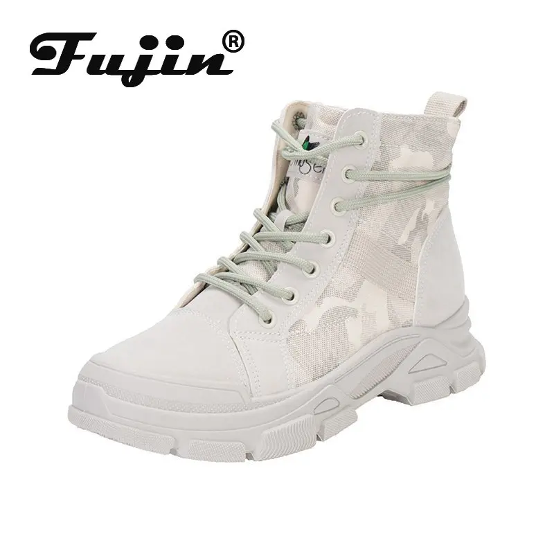Fujin 2020 осень зима новый стиль камуфляж холст Loue Up уличные женские ботинки модный