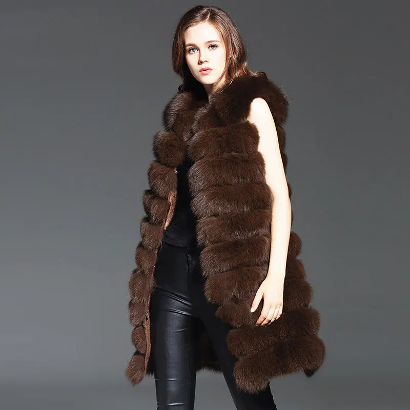 Женский короткий жилет из натурального Лисьего меха зимняя Толстая теплая