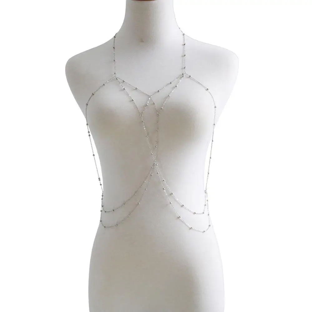 Женское бикини золотого и серебряного цвета многослойная цепочка с кисточками