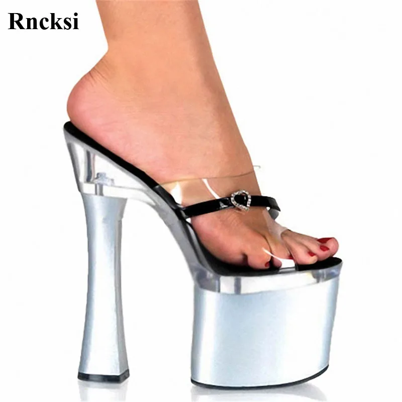 

Rncksi Women New Splice 18cm Square High-Heeled Shoes Wedding Party Slippers Platform Pole Dance Slippers High Heel Shoes