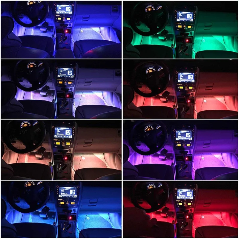 Светодиодная ленсветильник RGB для автомобиля декоративная гибкая цветная лампа
