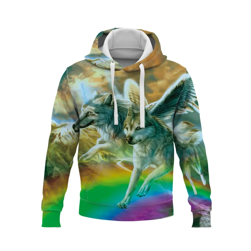 

Winter new product pullover hoodie Men women trend fashion personality hooded sweater thin fleece jacket Cool wolves 3D printing