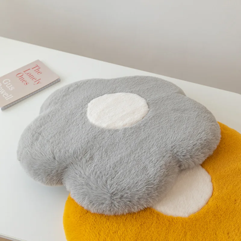 New Style Poached egg Creative Cushion, imitated Rabbit Fur Chair Cushion, Memory Foam Frangipani Cushion, Comfortable and Soft images - 6