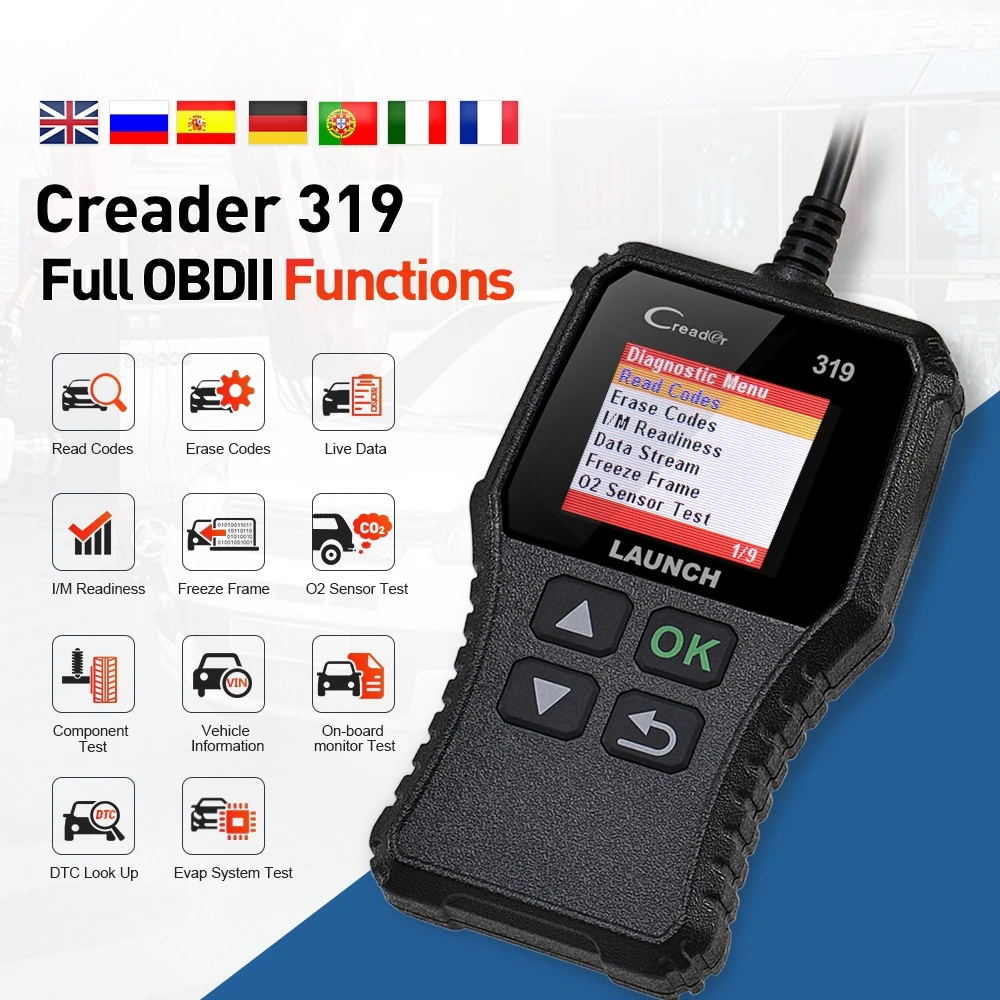 Launch Creader 319 CR319 OBD2 OBDII считыватель кодов неисправности двигателя автомобиля MIL