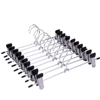 10pcs stainless steel trouser pants skirt hangers stand holder with 2 clips rotatable telescopic trousers clip bracket hanger