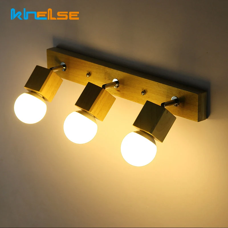 Современный настенный светильник деревянный светодиодный зеркальный передний