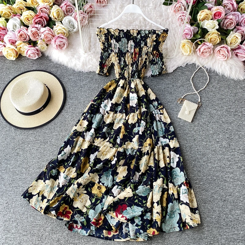 

Праздничные стильные длинные платья с цветочным рисунком, женское платье на одно плечо с завышенной талией