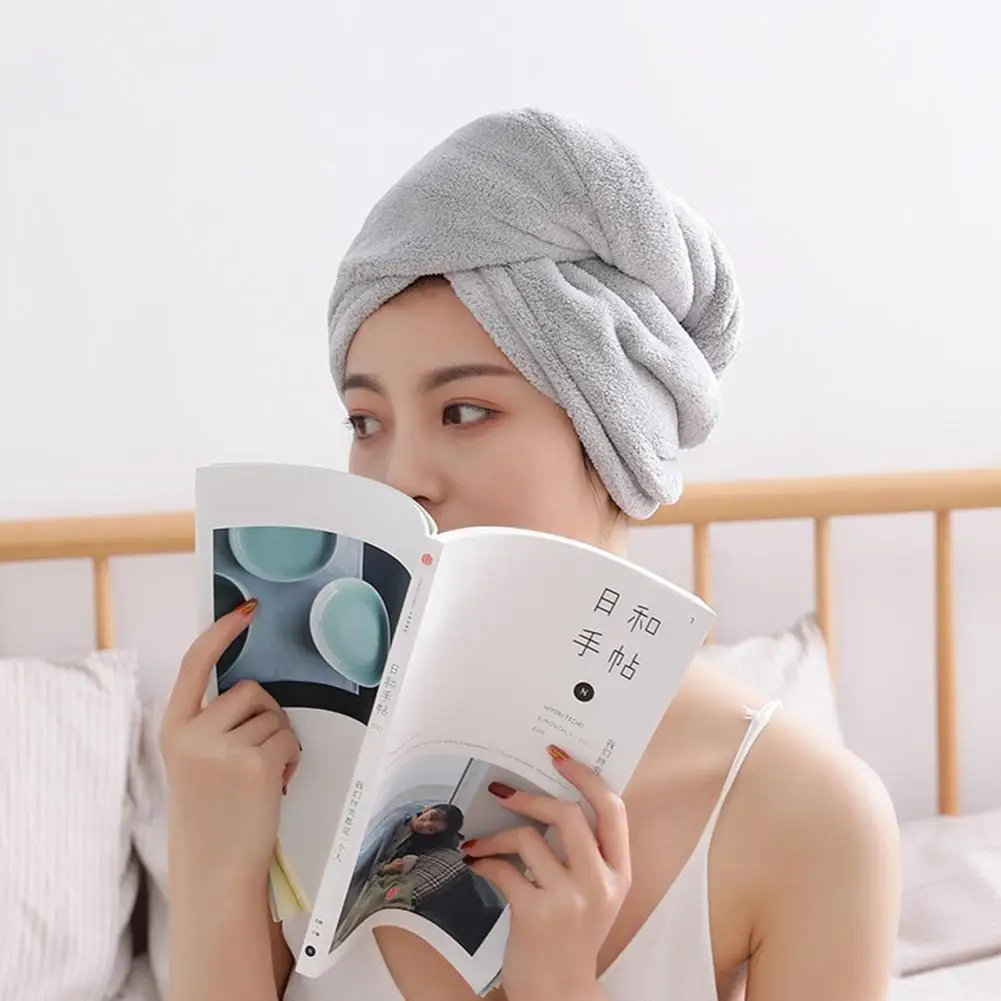 

Microfibre Fast Drying Hair Hat Skin-friendly Breathable Charcoal Fibre Good Absorption No Odor Shower Bath Hat Towel for Home
