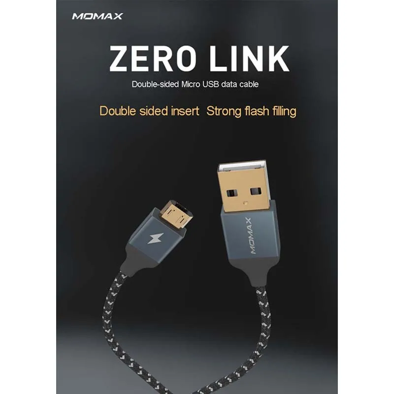 MOMAX DDM11 двусторонний Micro usb кабель для передачи данных TPE армирование является