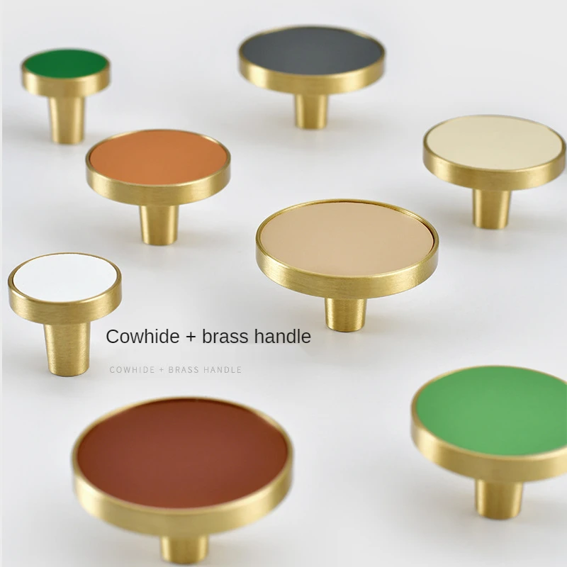 Круглая ручка из чистой меди для детской комнаты комод шкаф дверная кожаная в