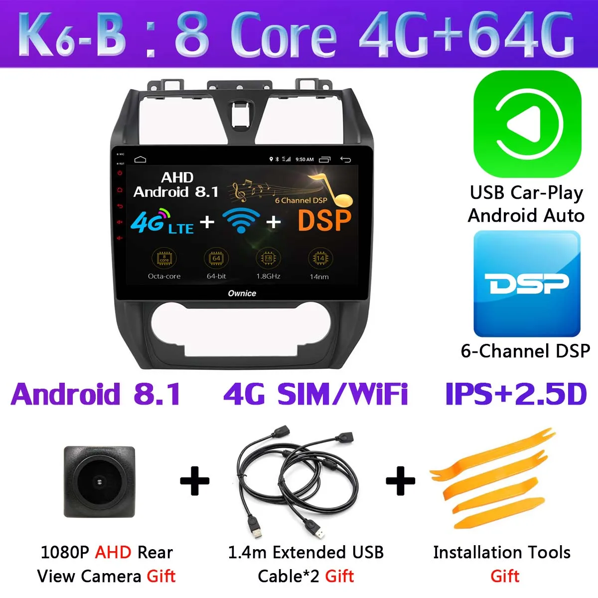 K6-B-CarPlay Ownice 10," K1 K3 K5 K6 автомобильный dvd-плеер для Geely Emgrand EC7 EC715 EC7-RV EC718 2012- радио gps CarPlay DSP 360 ° панорамный - Цвет: K6-B-CarPlay