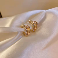 925 silver needle diamond love c shaped earrings for women korean fashion temperament niche metal design earrings 2021 trend