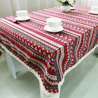 retro ethnic style tablecloth bohemia household cotton linen printed table cloth table runner home decor new year table cover