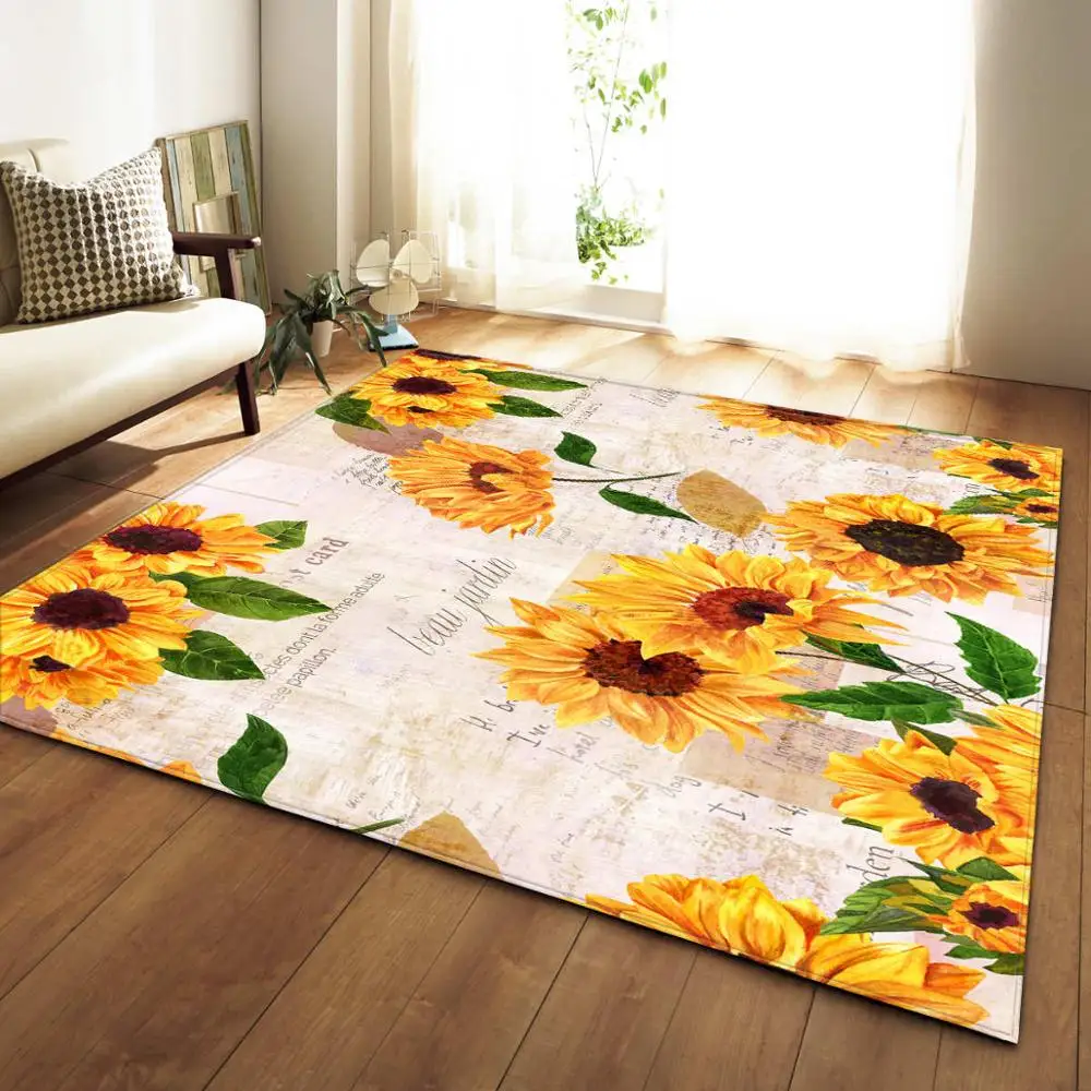 Home Decor Sunflower 3D Carpets for Childrens Room Galaxy Space Moon Living Room Rugs Area Rug Bedroom Mat Kitchen Rug Modern