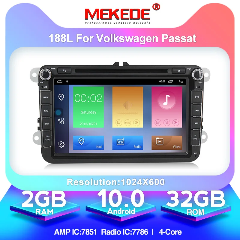 HD 1024X600 2G ram Android 10 автомобильный dvd плеер для VW/Volkswagen/POLO/PASSAT/Golf/TOURAN/SHARAN