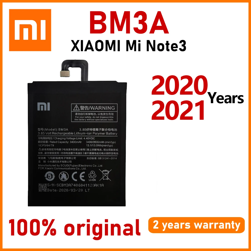 

Оригинальный аккумулятор Xiao Mi 3300 мАч BM3A для телефона Xiaomi Note 3, сменный аккумулятор, высококачественные батареи с номером отслеживания