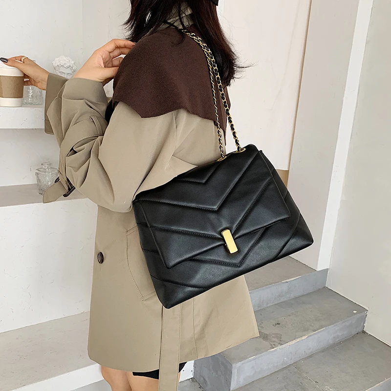 

2021 Vintage Chain Designer PU Leather Crossbody Bags Women Women's Trend Handbags Trending Cross Body Bag