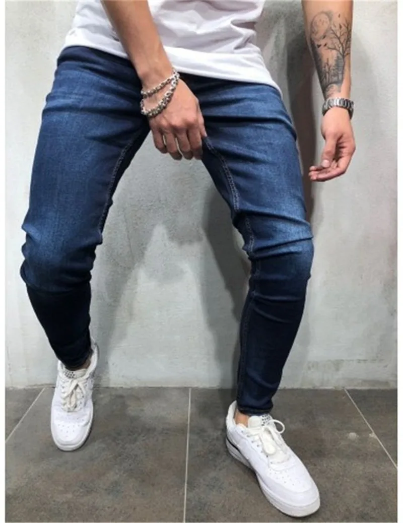 Джинсы мужские классические облегающие, синие джинсы для мужчин, джоггеры, классические штаны на молнии, джинсы в стиле хип-хоп