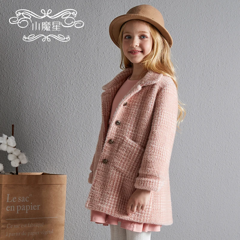 Girl's mink fur coat autumn and winter little devil 2019 new Korean style foreign children's medium long thickened girl | Детская