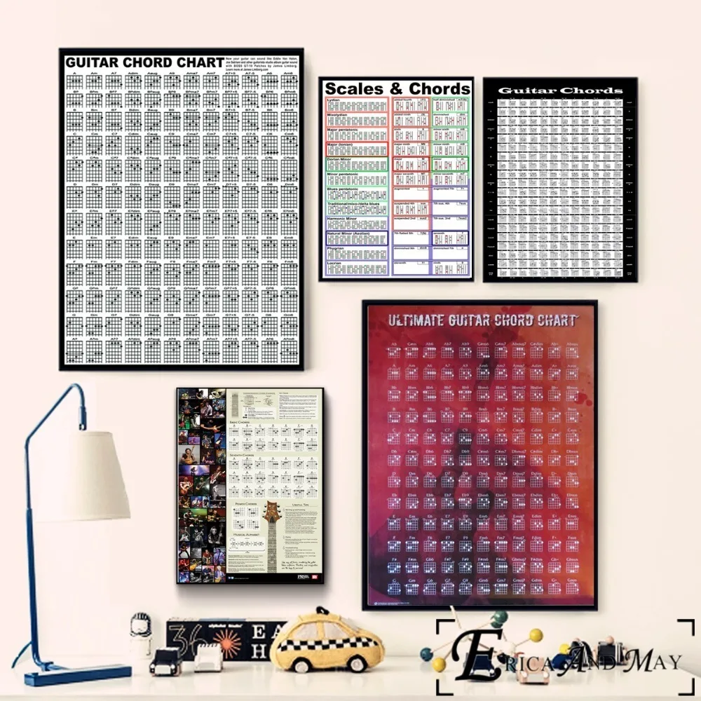 Chord Guitar Chart HD Style Poster And Print Canvas Art Painting Wall Pictures For Living Room Decoration Home Decor No Framed | Дом и сад