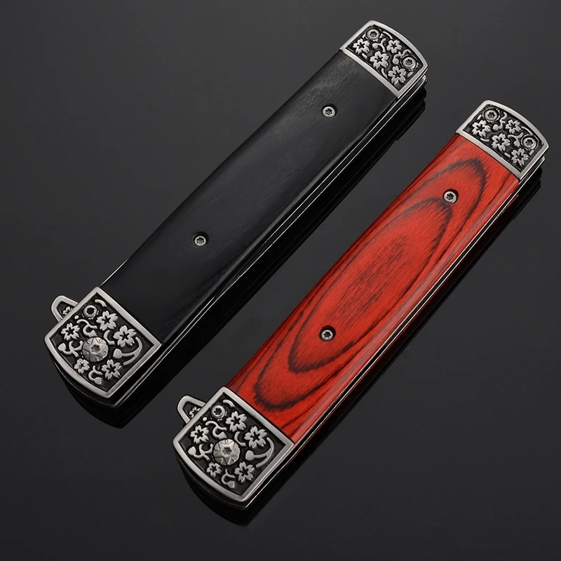 Карманный складной нож тактический для выживания лезвие 440с деревянная ручка