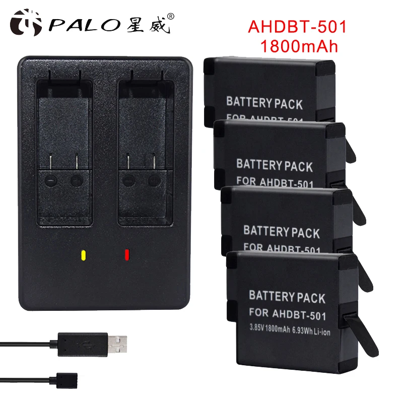

4pcs 1800mAh battery GoPro Hero5 hero6 hero7 black Bateria Akku for GoPro hero 5 6 7 Hero5 AHDBT 501 battery