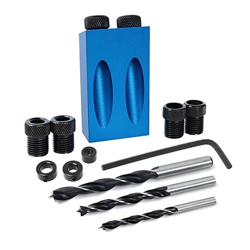 

7/14/34pcs Oblique Hole Drill 15 Degree Angle Locator Bits Hole Jig Woodwork Guide Clamp Locator Set Kit Woodworking Hand Tools
