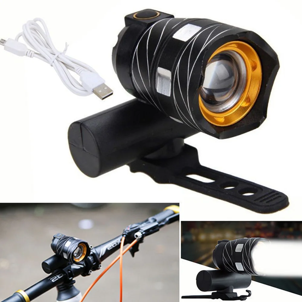 

T6 LED Bicycle Light Bike Front Lamp Torch Headlight with USB Rechargeable Warning Light for Mountain Bike Road Bike Accessories