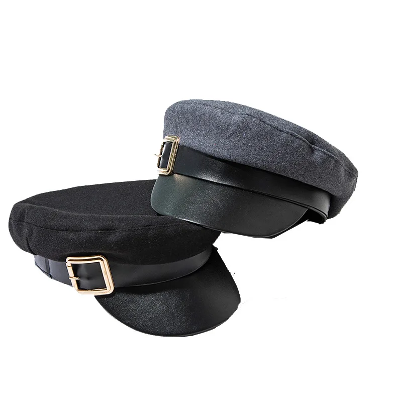 

navy hat female han edition in the fall and winter of popular logo fashion in Europe and the British street joker beret