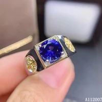 kjjeaxcmy boutique jewelry 925 sterling silver inlaid natural gemstone sapphire ring men luxury ring support testing