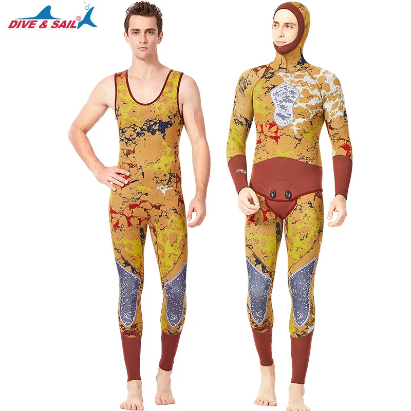 Цельный неопреновый Камуфляжный гидрокостюм для мужчин и женщин 3 мм с капюшоном