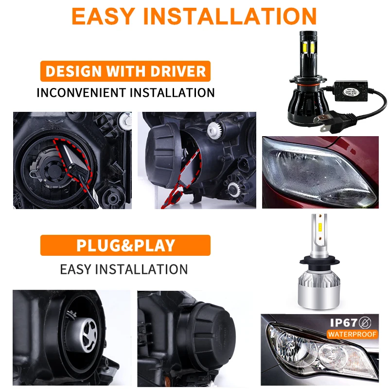 Светодиодсветодиодный лампы для фар hlxg turbo H4 H7 H11 H1 H8 HB4 HB3 9005 9006 противотуманные
