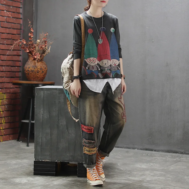 Осенне-зимний свитер женские вязаные пуловеры в стиле ретро новинка 2019 топы с