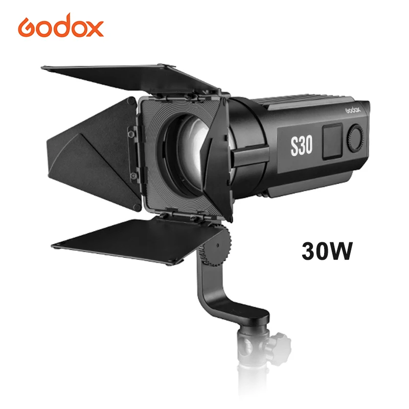 

Godox S30 30W LED Photography Lighting Professional Focusing Led Light Spotlight with Barn Door for Video Interview portrait