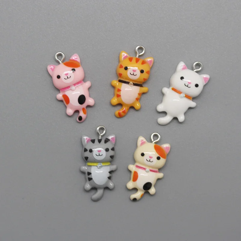 10pcs Kawaii Colorful Cats Earring Resin Charms Cute Animals Keychains Necklace Bracelet Pendant Accessory Diy For Jewelry Make |