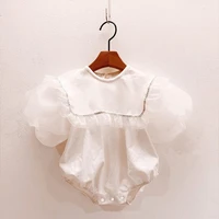 2022 new princess style baby girl puff sleeve bodysuit fashion loose infant girl party clothes cotton toddler girl jumpsuit
