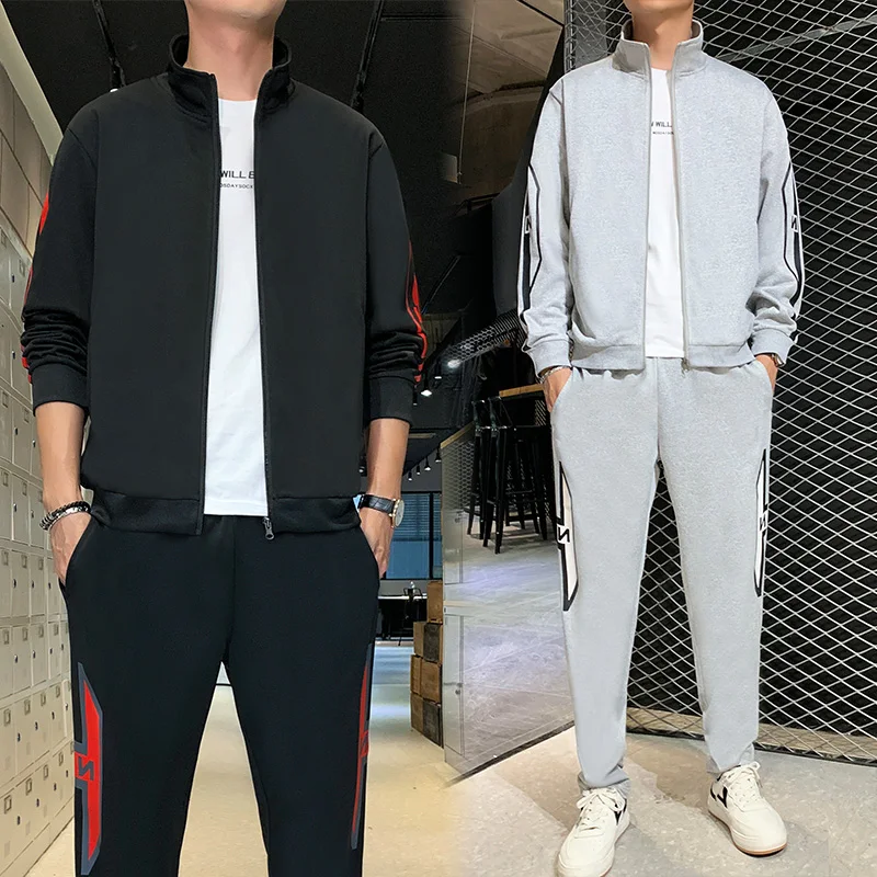 

2021 autumn new cardigan two-piece casual men's coat Korean fashion sports suit;Size（M-4XL）;Gennem Skyerne;TZ688