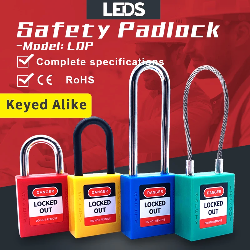 

Industrial Safety Padlock Engineering Plastic ABS Lock Body Steel Nylon Shackle LOTO Lock Keyed Alike Or Same Key LEDS LDP-A