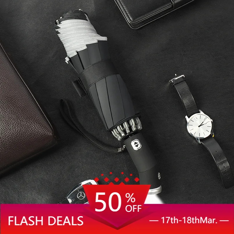 

Creative Flashlight Car Reverse Umbrella Night Reflective Folding Automatic cute umbrella umbrellas patio umbrella