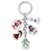 5pcsset anime collection key buckle date a live acrylic keychain comic figure transparent pendants key ring