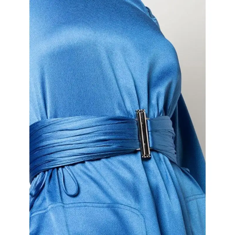 

summer women's satin Big-name hollow retro elegant dress2021New women's wear long-sleeved fashion banquet party pleated skirt XL