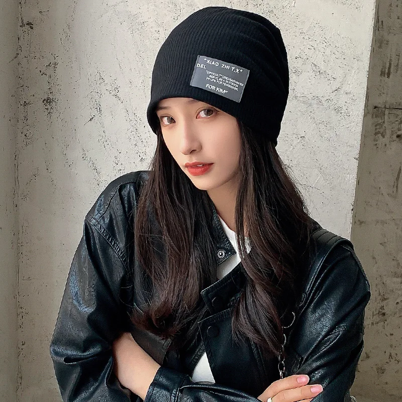 

Шапка с маркировкой, женские зимние и осенние хлопковые шапки Beany для девочек, дышащая уличная одежда, облегающие шапки, женская шапка, однот...