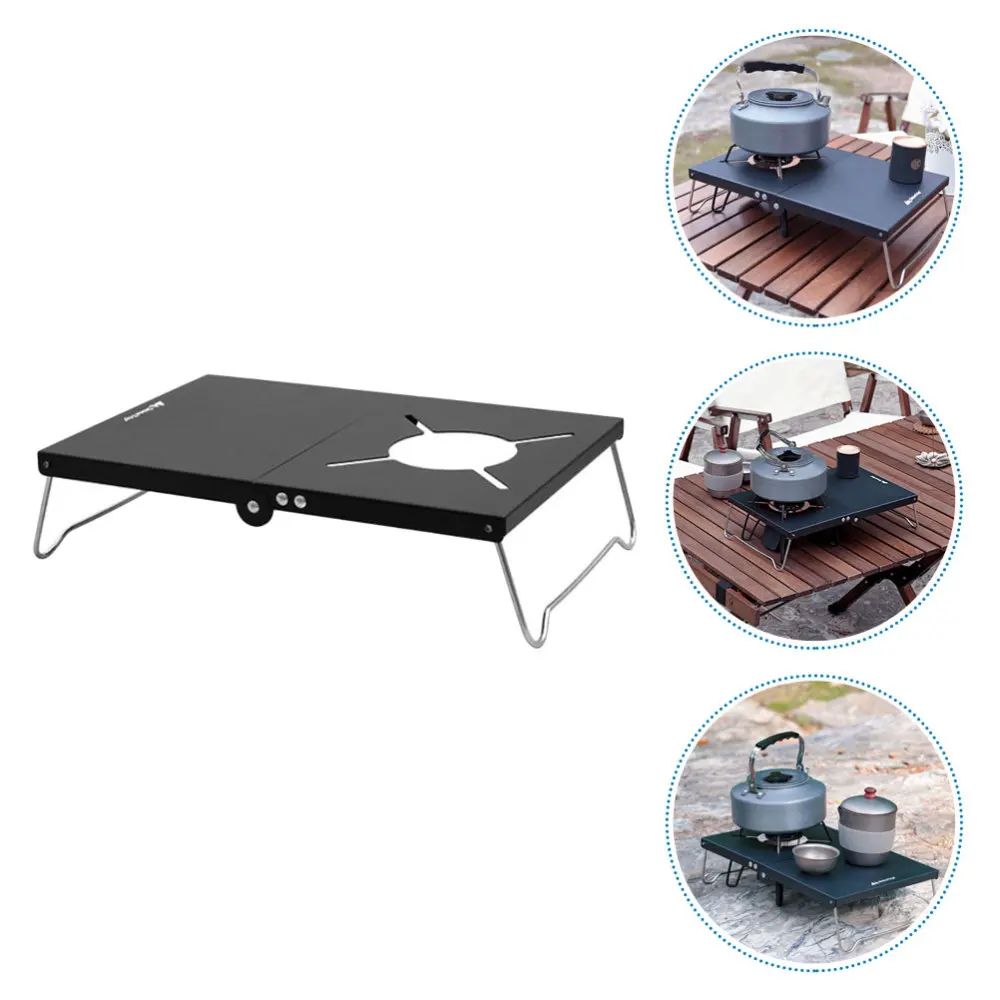 

1pc Camping Folding Table Picnic Food Grill Portable Outdoor Table (Black)
