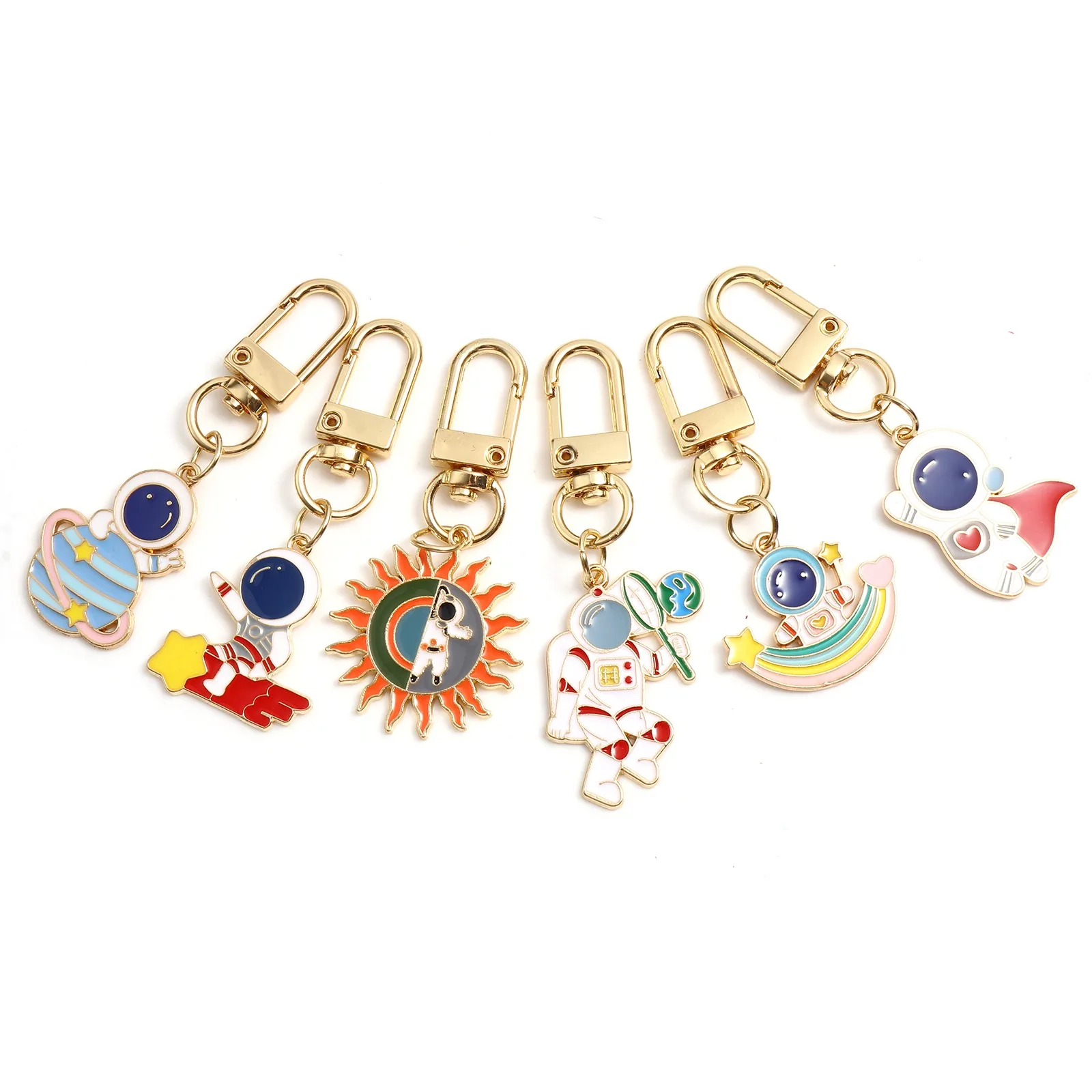 

Fashion Galaxy Keychain Gold Color Metal Multicolor Astronaut Spaceman Keyring For Women Girls Bag Car Key Chains Jewelry,1PC