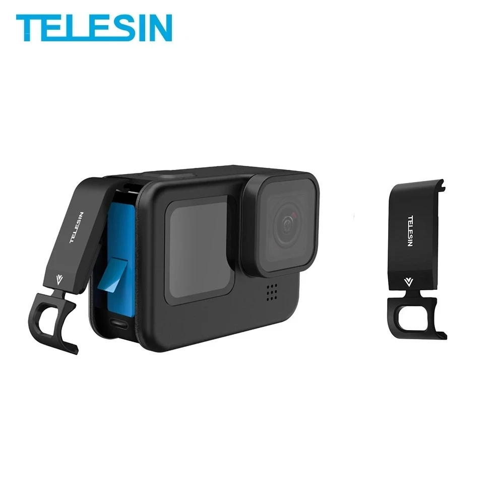 

TELESIN For GoPro9 Gopro10 Battery Side Cover Lid Aluminium Alloy Easy Removable Type-C Charging Cover Port For GoPro Hero 9 10