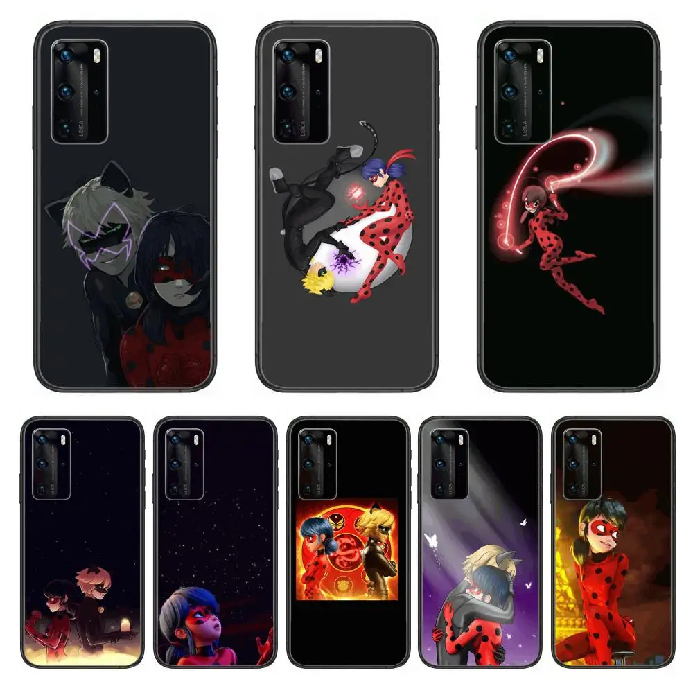 

Girl Miraculers Ladybugs Phone Case For Huawei P 40 30 20 10 9 8 Lite E Pro Plus Black Etui Coque Painting Hoesjes comic fashio