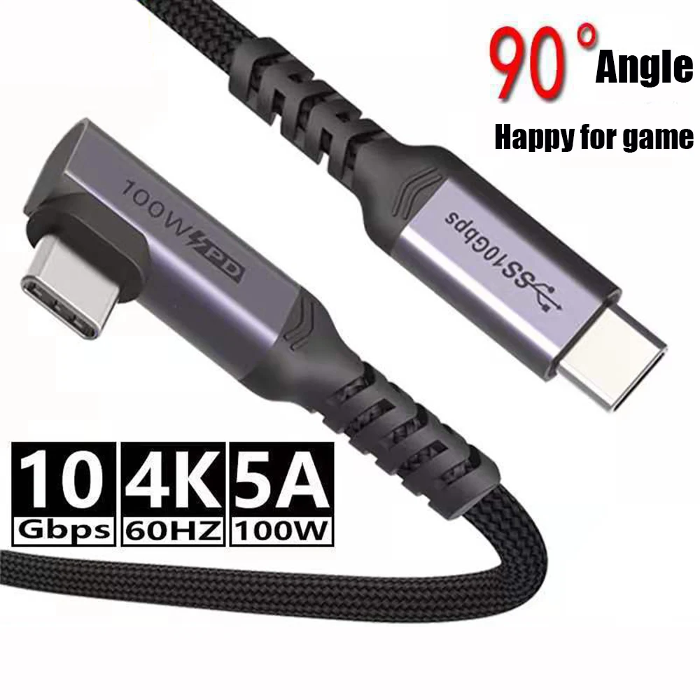 Кабель USB TYPE C 3 1 Gen2 90 градусов 100 Вт 20 В/5 А кабель быстрой зарядки PD 4K @ 60 Гц 10 Гбит/с