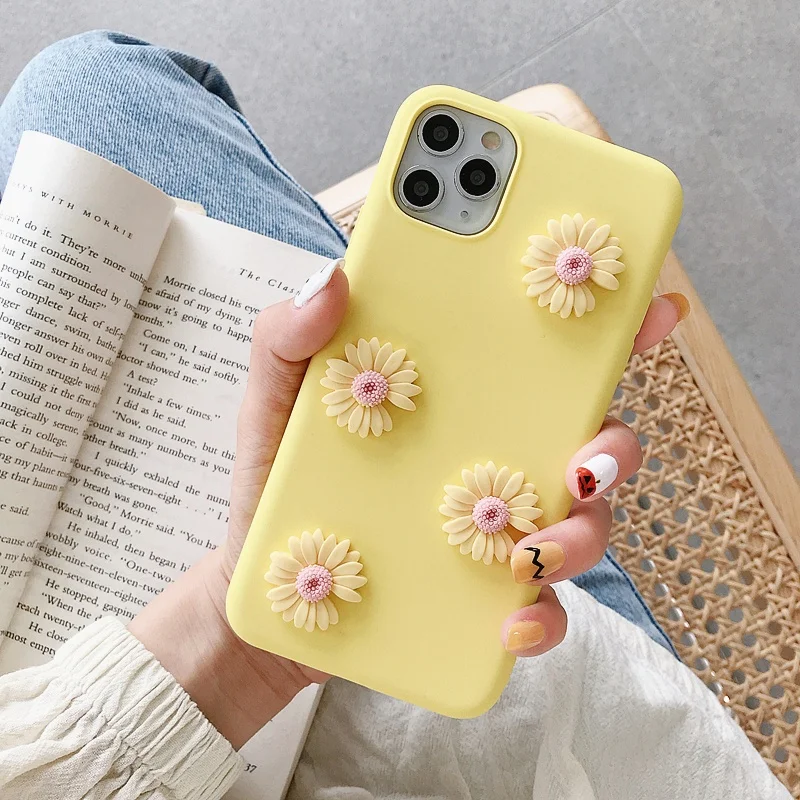 

Daisy Liquid Silicone Case For iPhone X XS Max XR 6 6S 7 8 Plus 12 Pro Case 3D Soft For iPhone 11 Pro Max 12 Mini SE 2020 Case